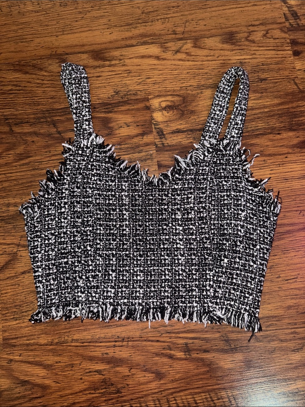 Anthropologie Black and White Tweed Cropped Tank 2.R2